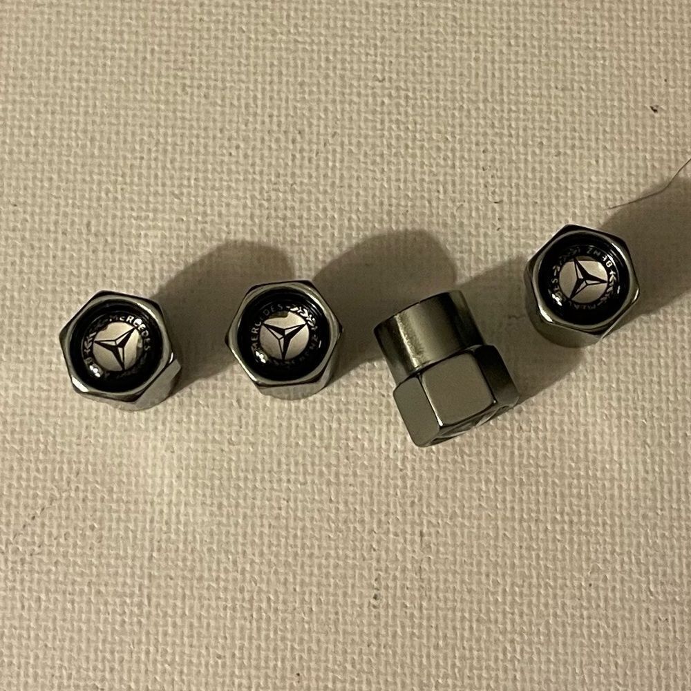 Mercedes Benz logo valve Stem caps in Gray set of 4 NWT